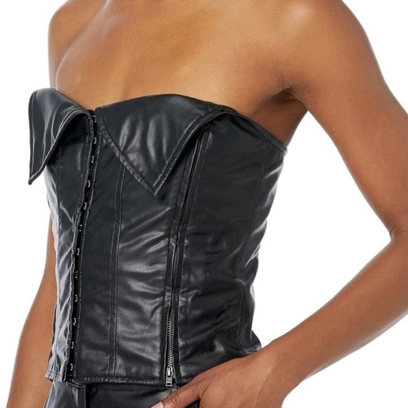 Romeo Hunte x The Drop Women's Black Faux Leather Corset NWT size L - Picture 4 of 7